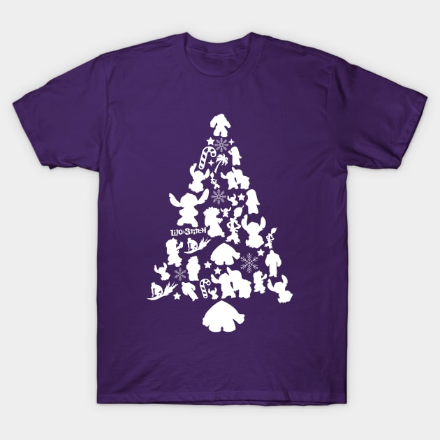 Lilo and Stitch Christmas Tree Silhouette T-Shirt by Rebus28